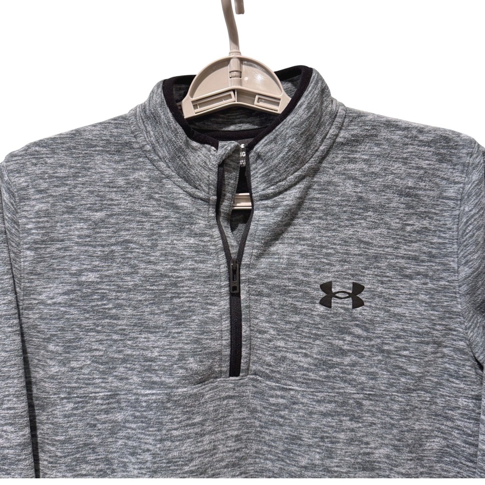 Under Armour Youth Boys Grey Heather‎ Quarter Zip Pullover Long Sleeve Shirt YLG